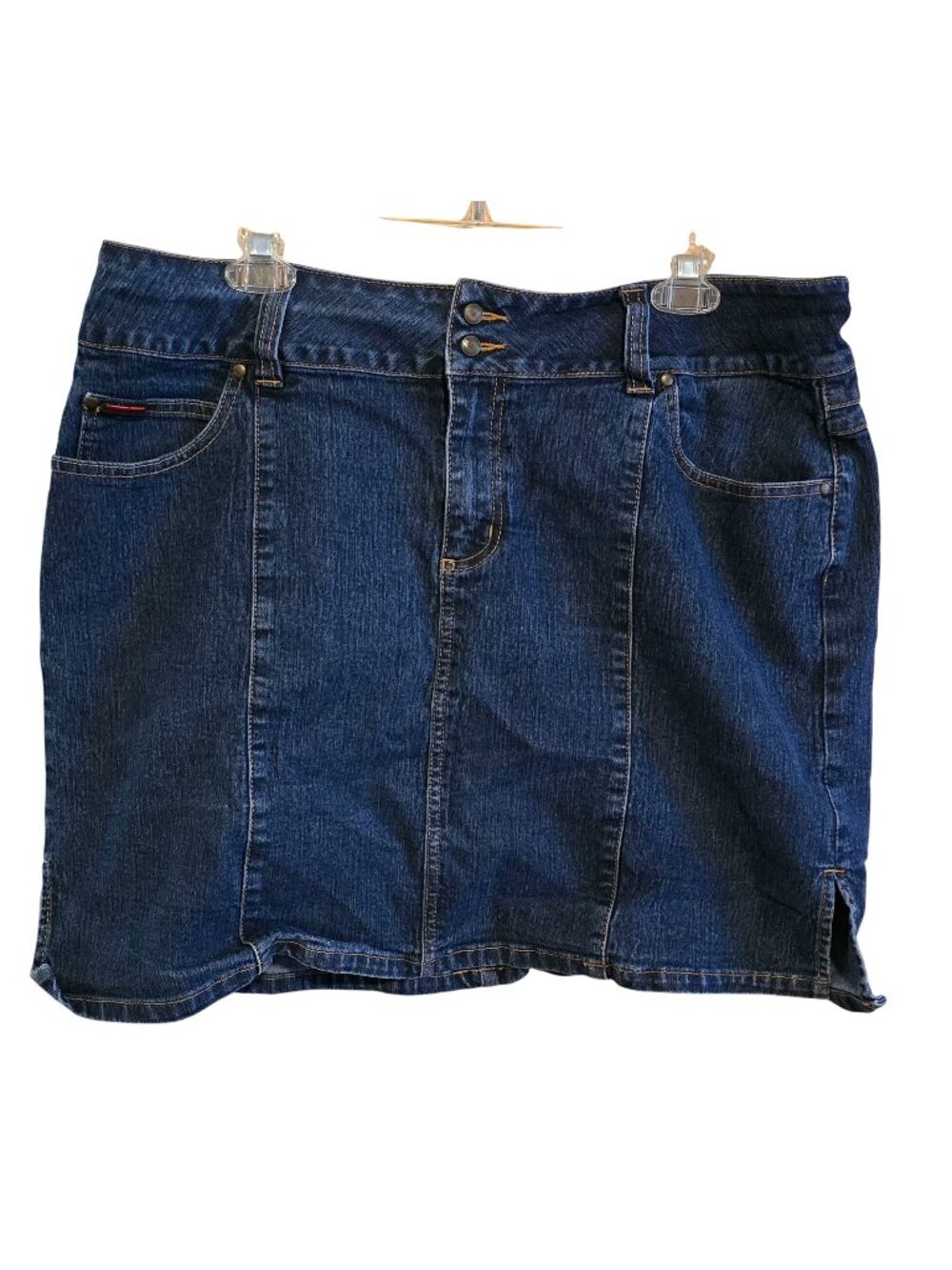 Fubu The Collection Women’s Denim Skirt Double Button Classic boho date night